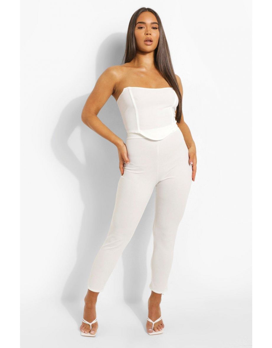 Bandeau Corset & Slim Fit Trousers - ivory