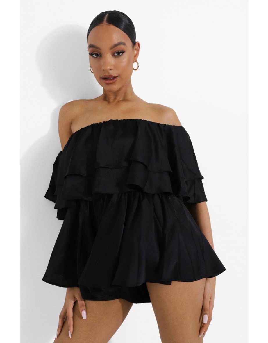 Black ruffle clearance playsuit