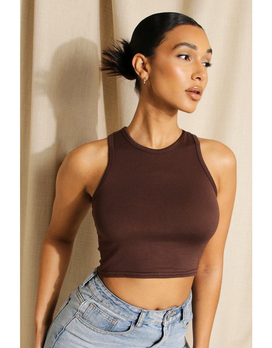 Racer Crop Top - chocolate