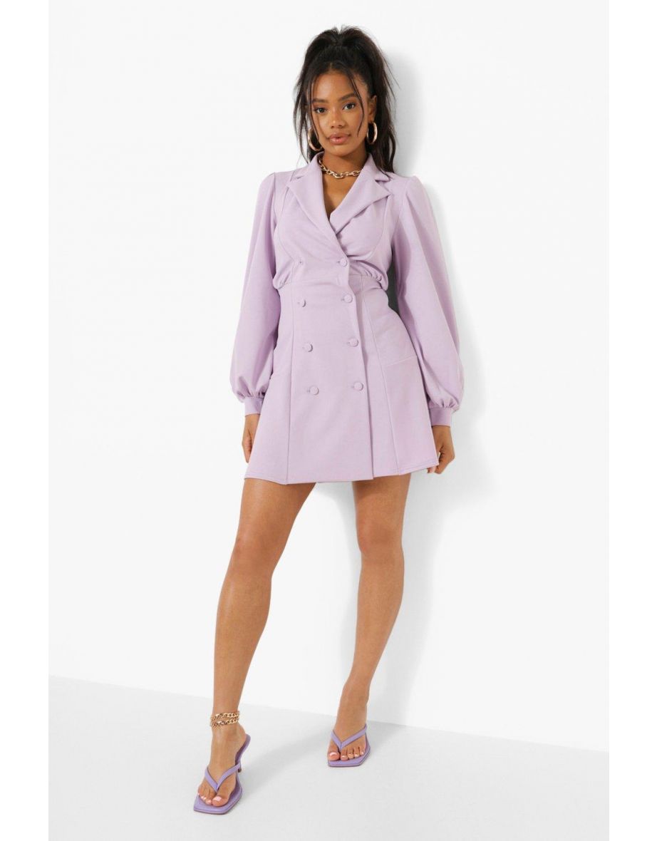 Blouson Sleeve Blazer Dress - lilac