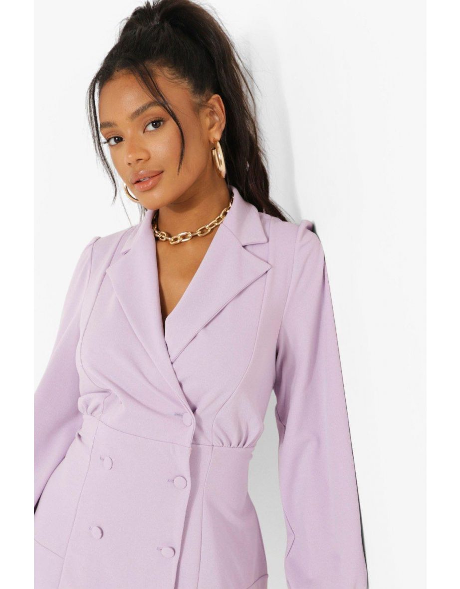 Blouson Sleeve Blazer Dress - lilac - 3