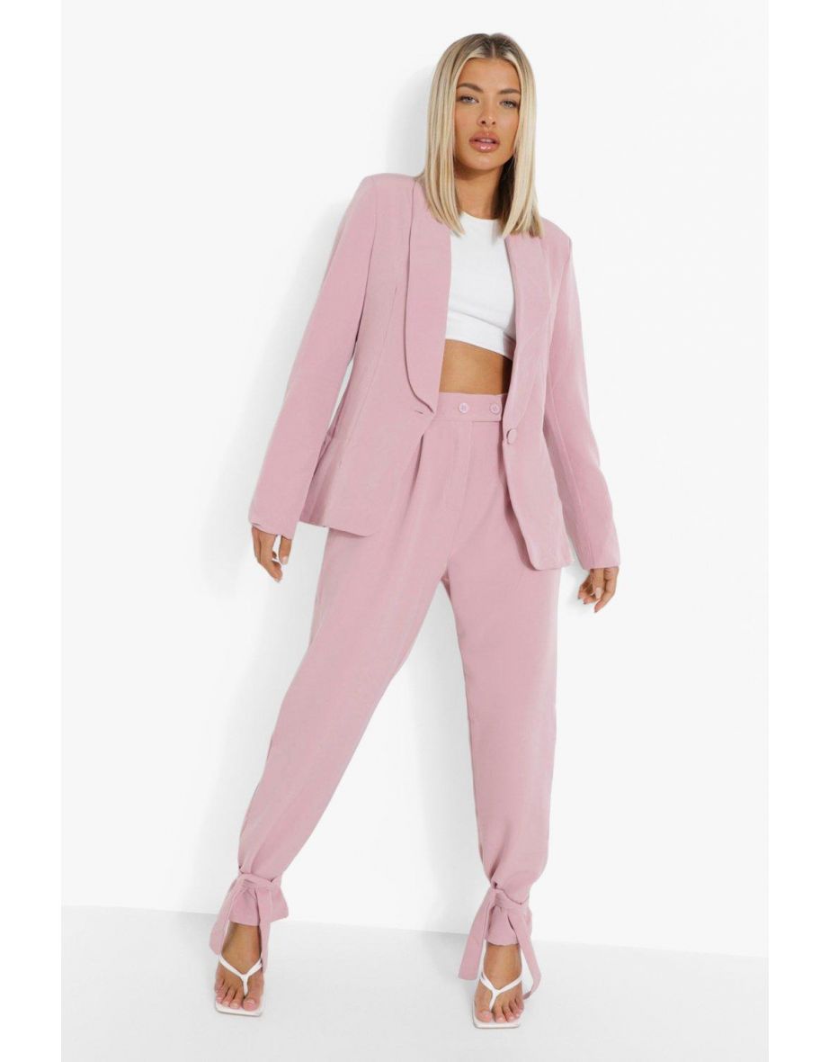 Plunge Collar Tailored Fitted Blazer - rose - 2