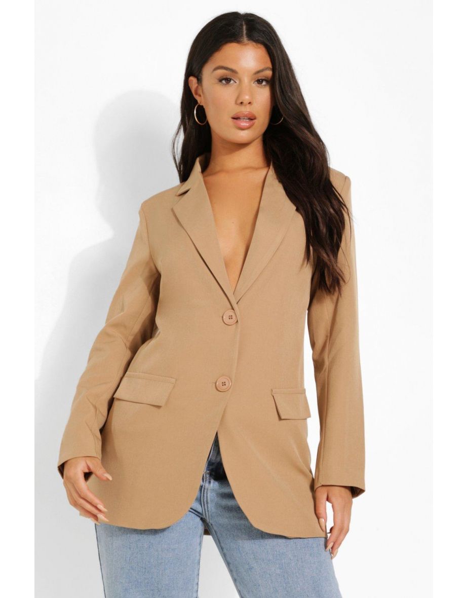 Fitted camel blazer best sale