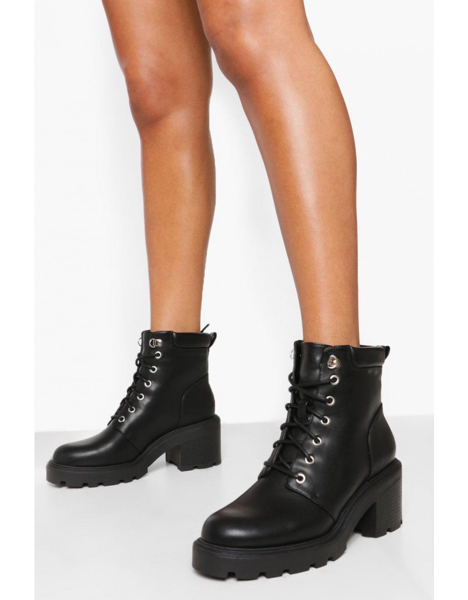 black heeled hiker boots