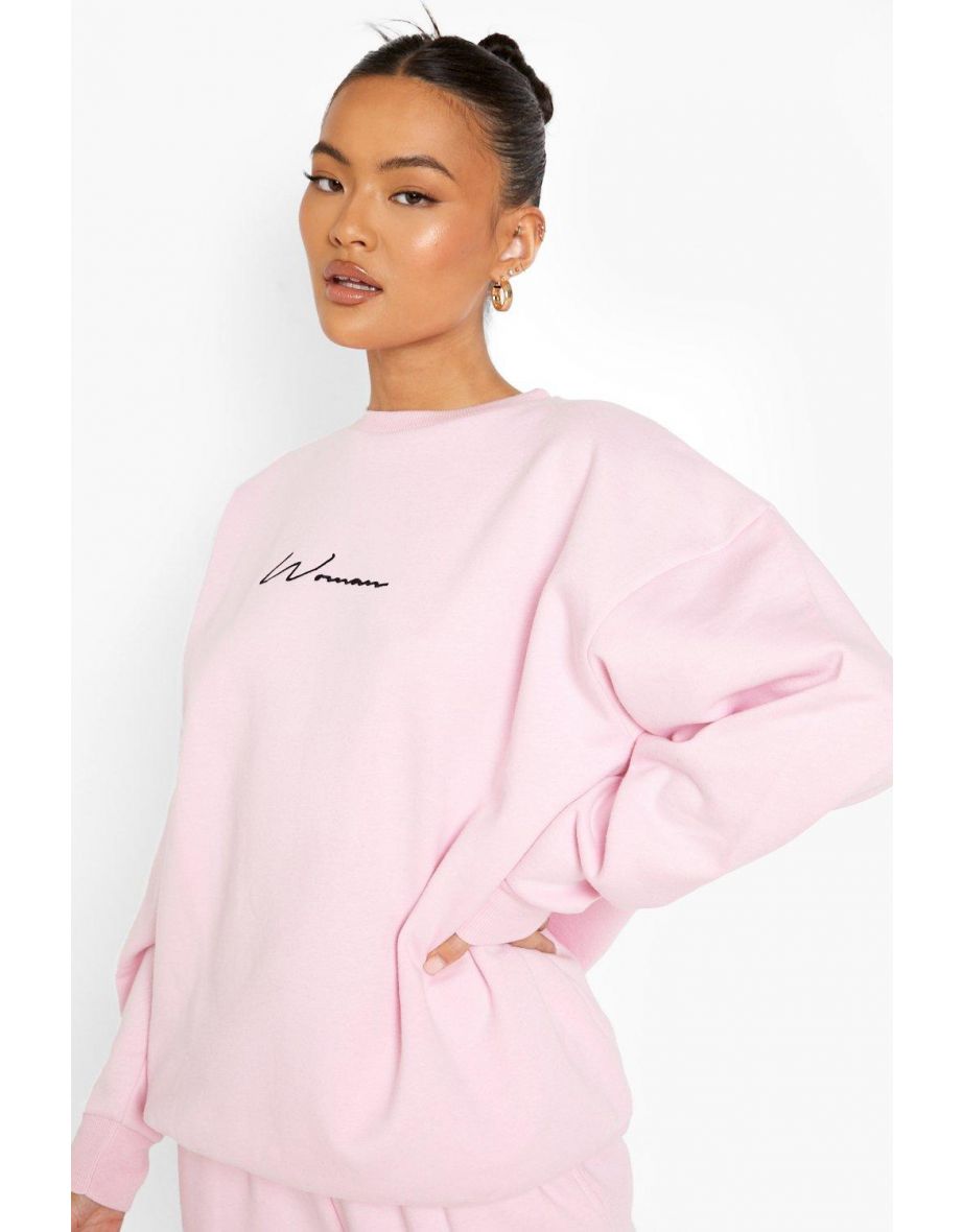 Oversized Embroidered Woman Sweater - pale pink - 3