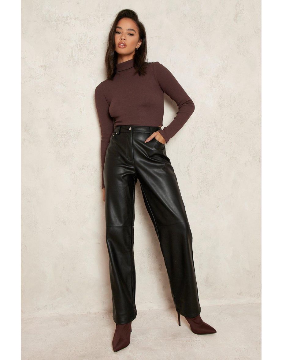 Roll Neck Long Sleeve Bodysuit - mocha - 3