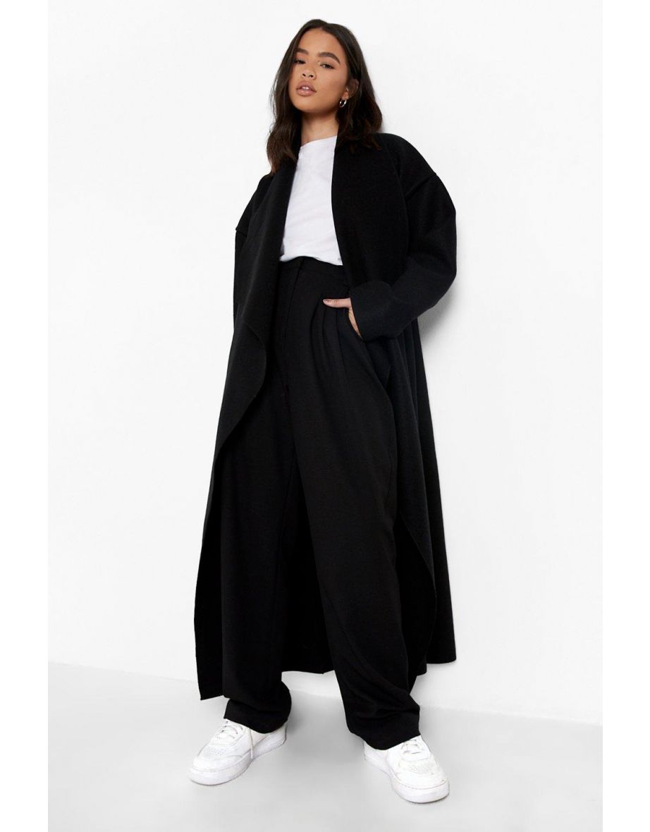 Super Oversized Waterfall Wool Look Coat - black - 3