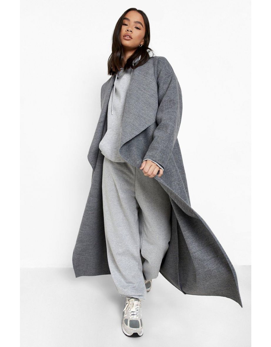 Super Oversized Waterfall Wool Look Coat - grey - 3