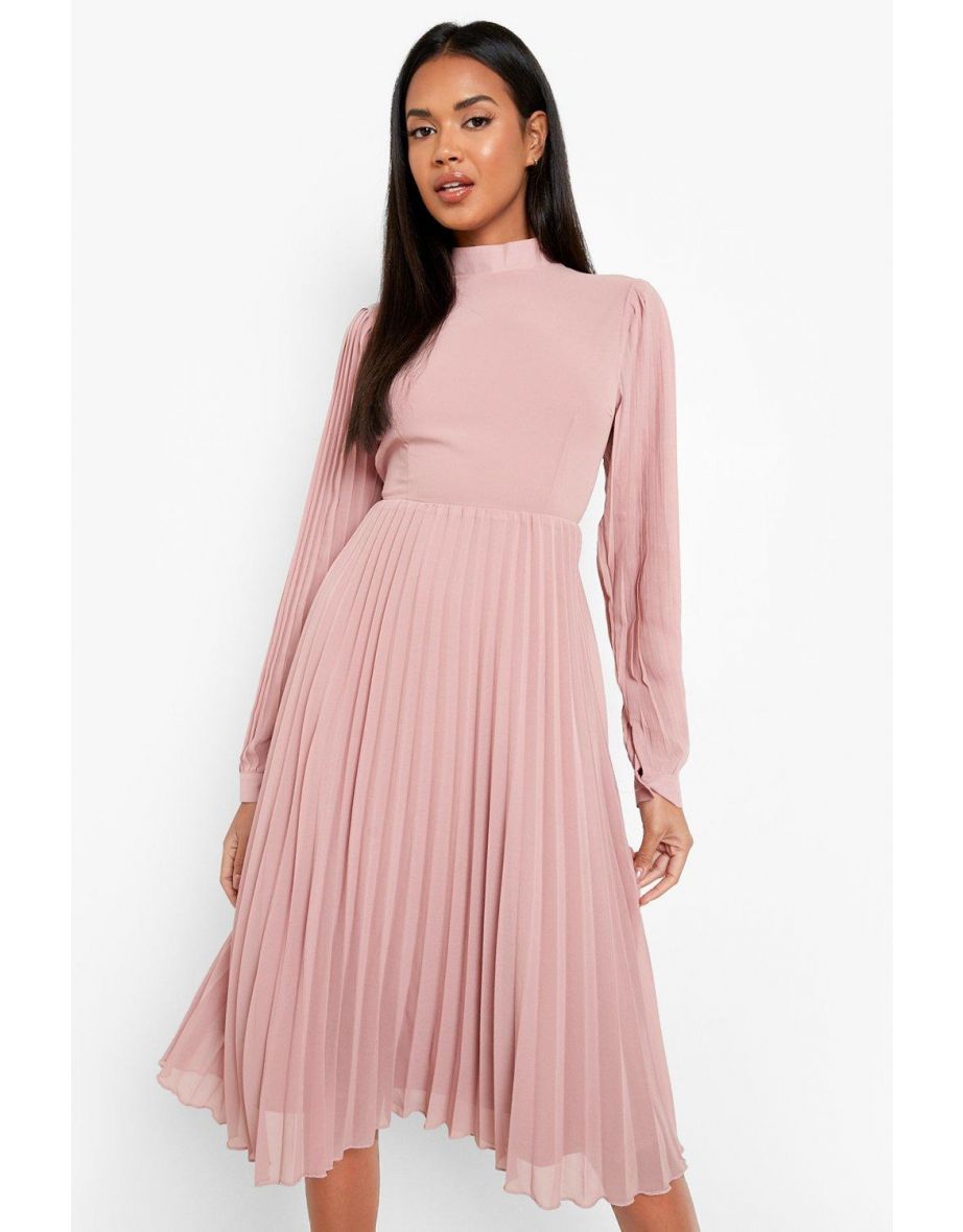 Rose long sleeve hot sale pleated midi dress