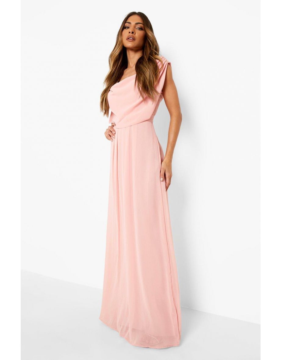 Draped Cowl Neck Maxi Dress - rose