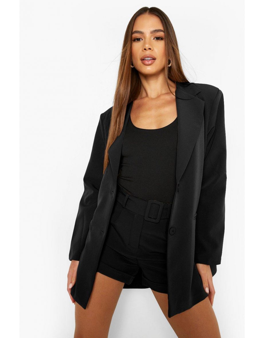 Turn Cuff Relaxed Fit Blazer - black