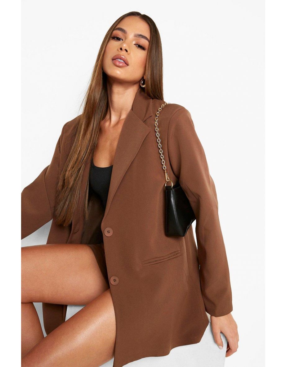 Turn Cuff Relaxed Fit Blazer - chocolate