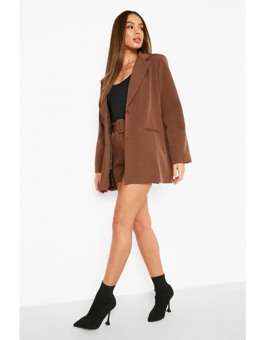 Turn Cuff Relaxed Fit Blazer - chocolate - 3