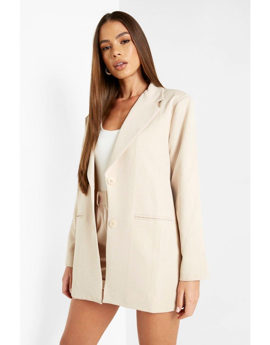 Turn Cuff Relaxed Fit Blazer - sand