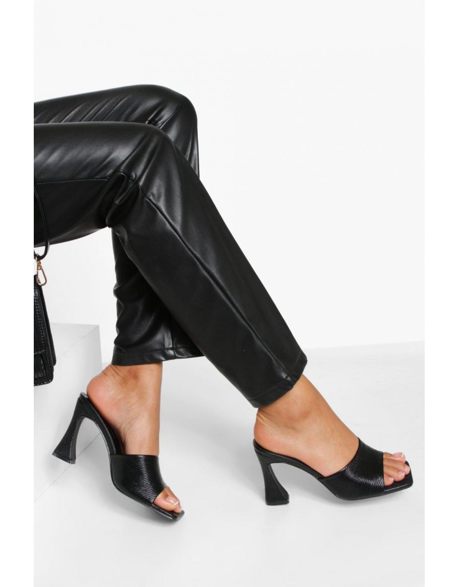 Textured Square Toe Mule - black