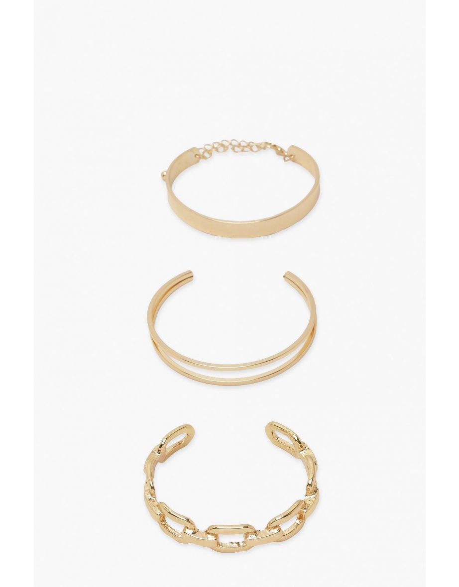 Chunky Bangle Bracelet Pack - gold