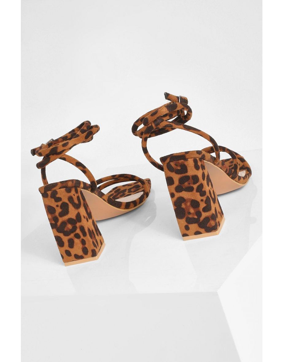Wide Fit Leopard Block Heel Strappy Heels - leopard - 3