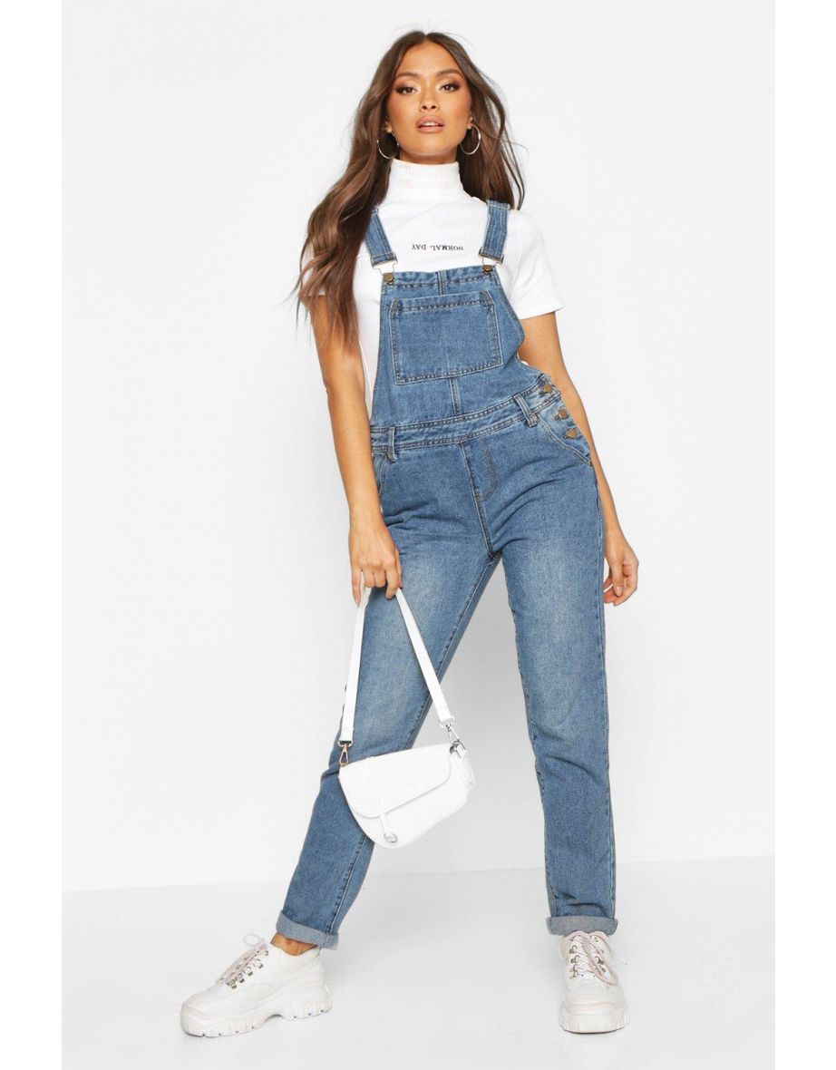 Boyfriend Denim Dungarees - mid blue - 3