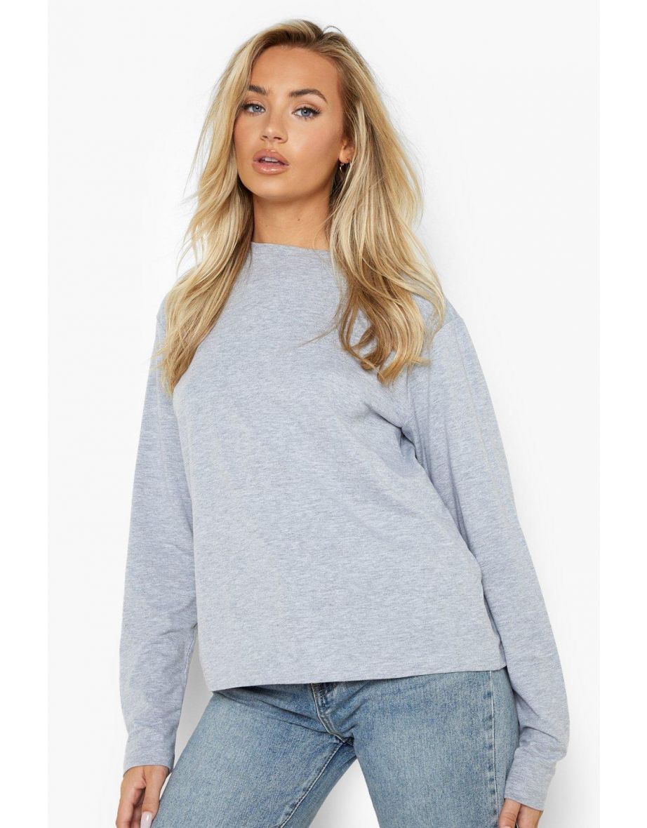 Basic Long Sleeve T Shirt - grey