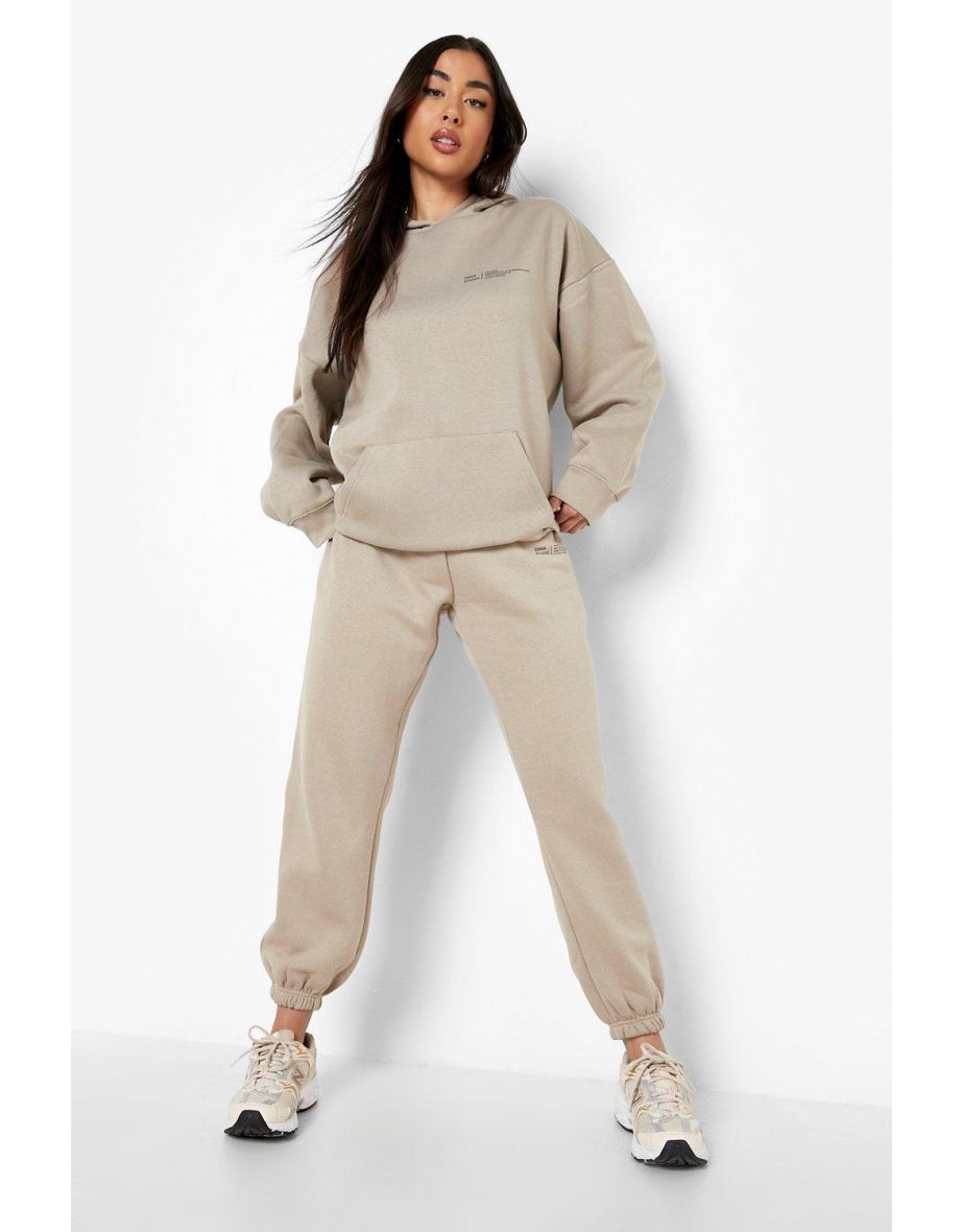 Official Text Hooded Tracksuit - taupe