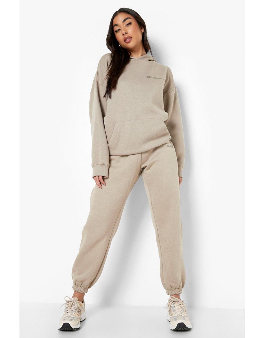 Official Text Hooded Tracksuit - taupe - 3