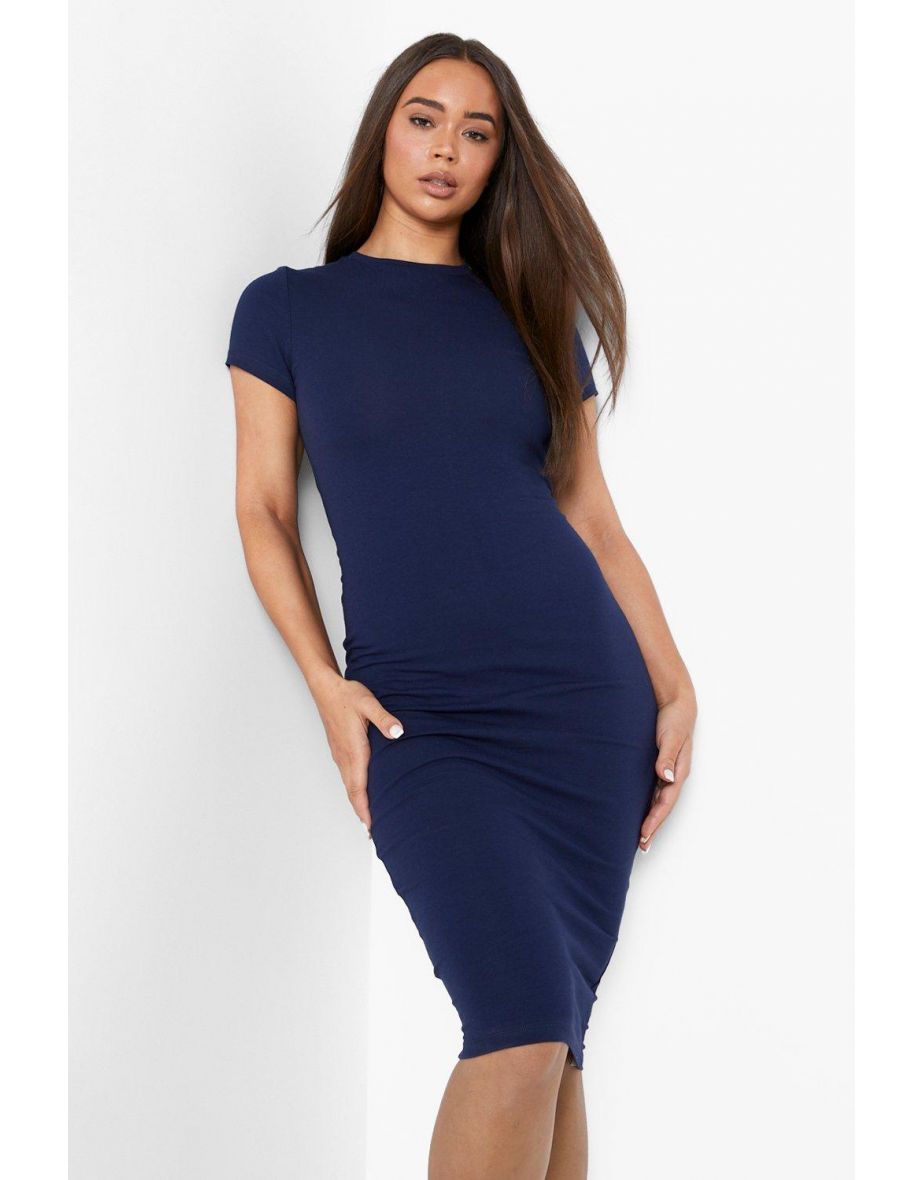 Cap Sleeve Jersey Bodycon Midi Dress - charcoal