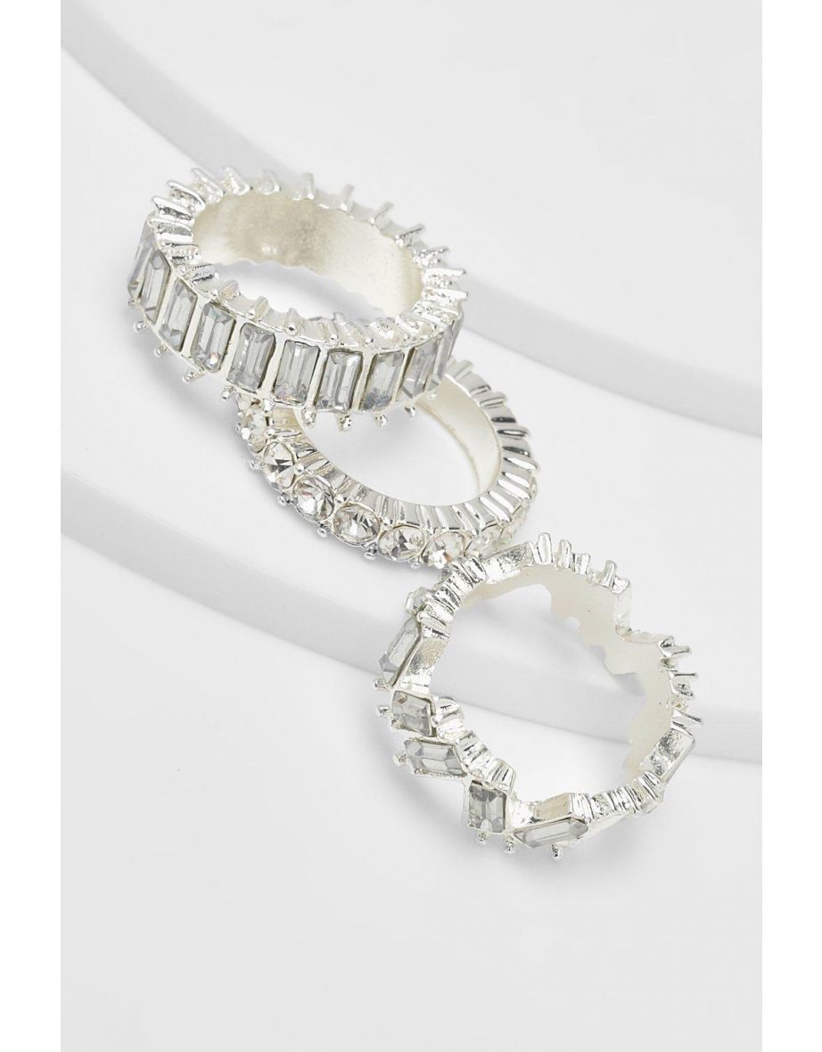 Diamante Rings 3 Pack - silver - 1