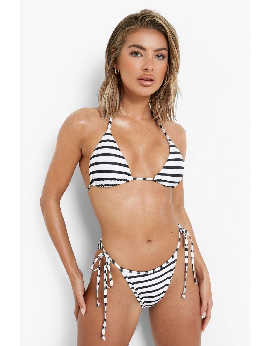 Nautical Tie Side Recycled Bikini Brief - black
