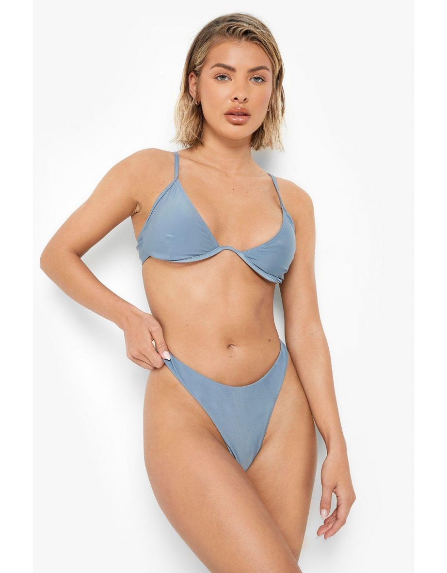 Recycled V Front Fuller Bust Bikini Top - blue