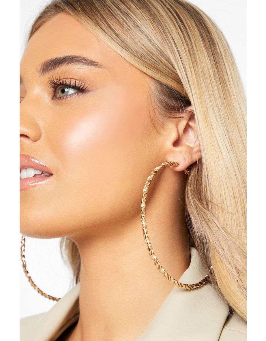 Large Twisted Hoop Earrings - gold