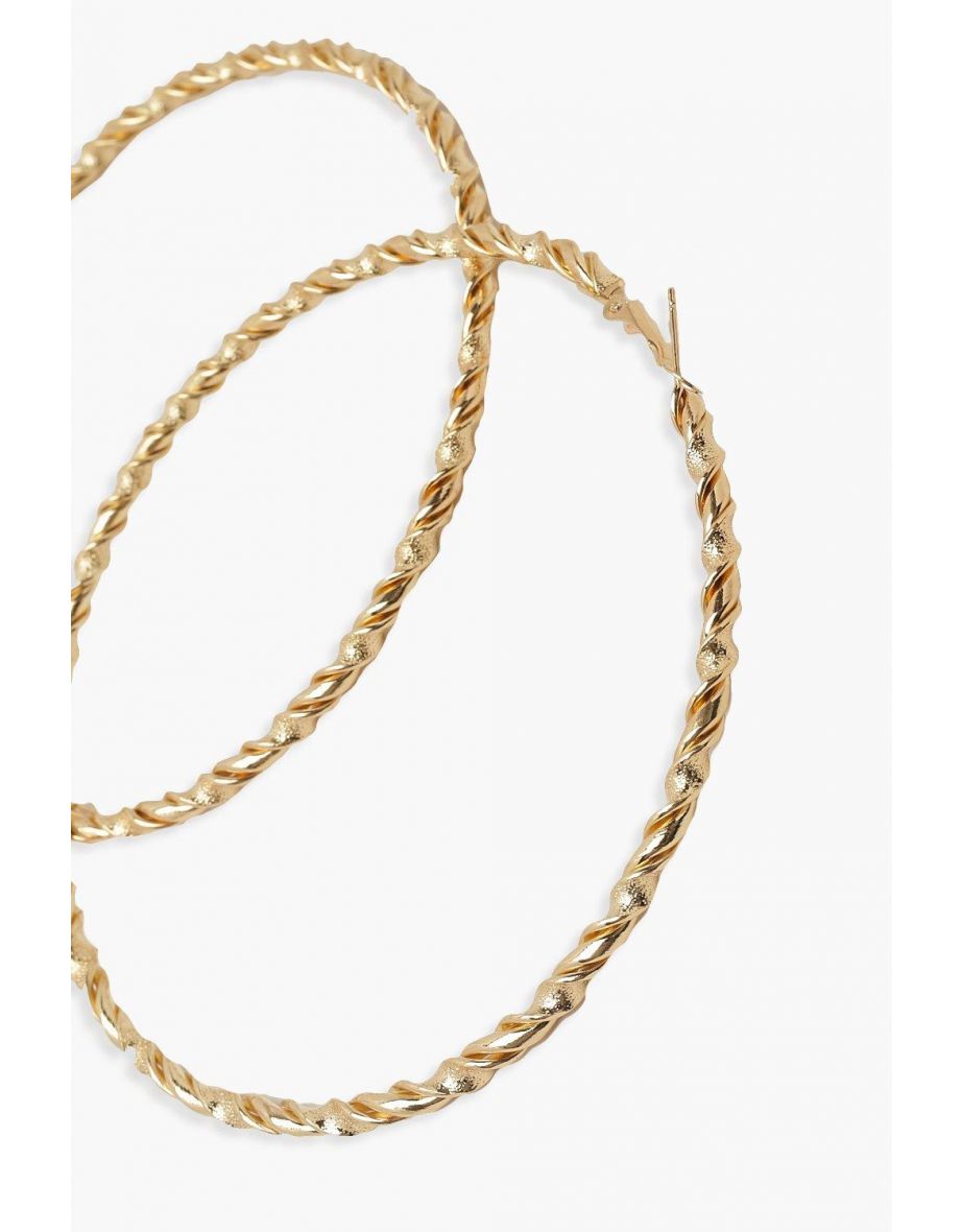 Large Twisted Hoop Earrings - gold - 2