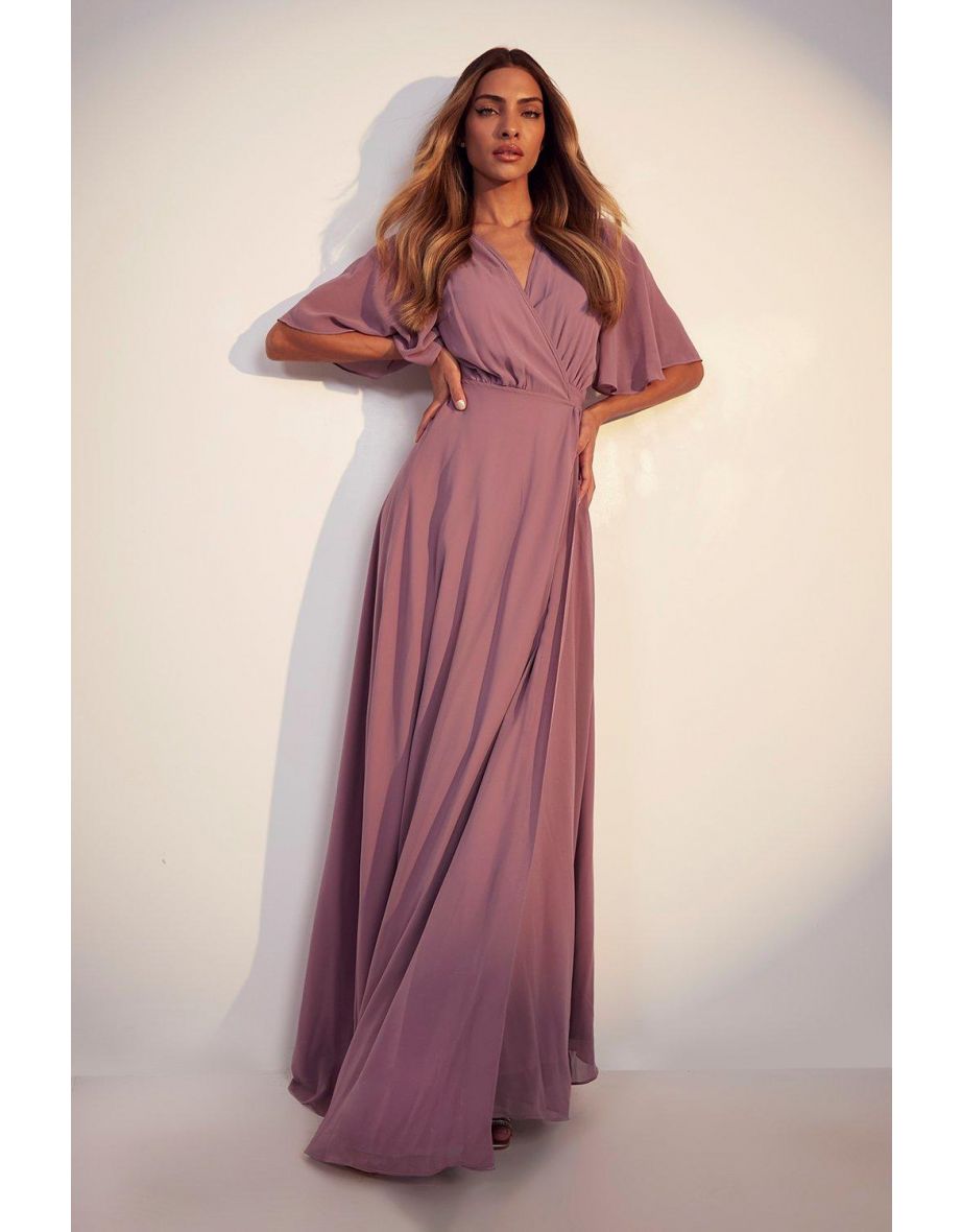 Chiffon angel sleeve maxi dress top