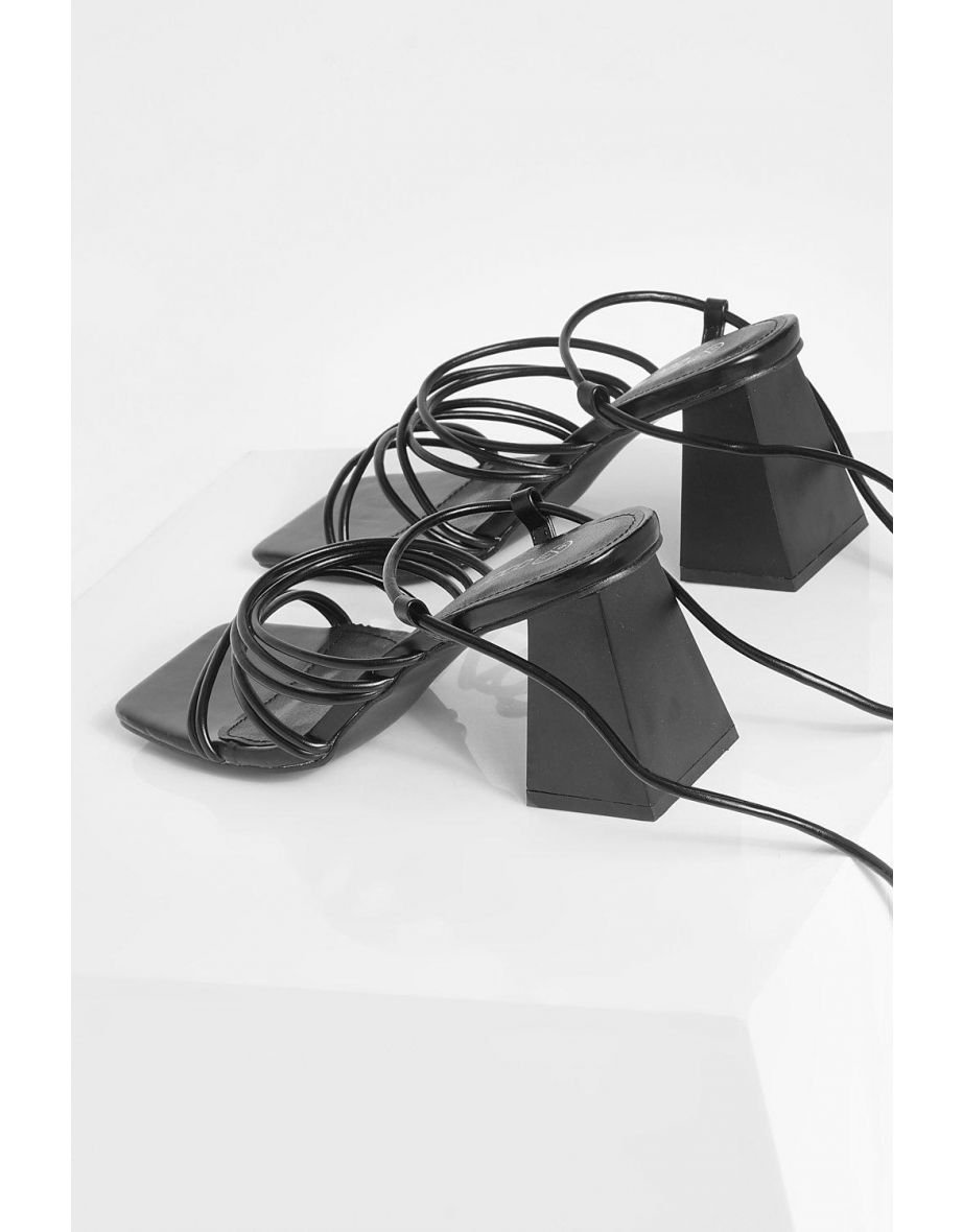 Wide Fit Mid Block Lace Up Heel - black - 3