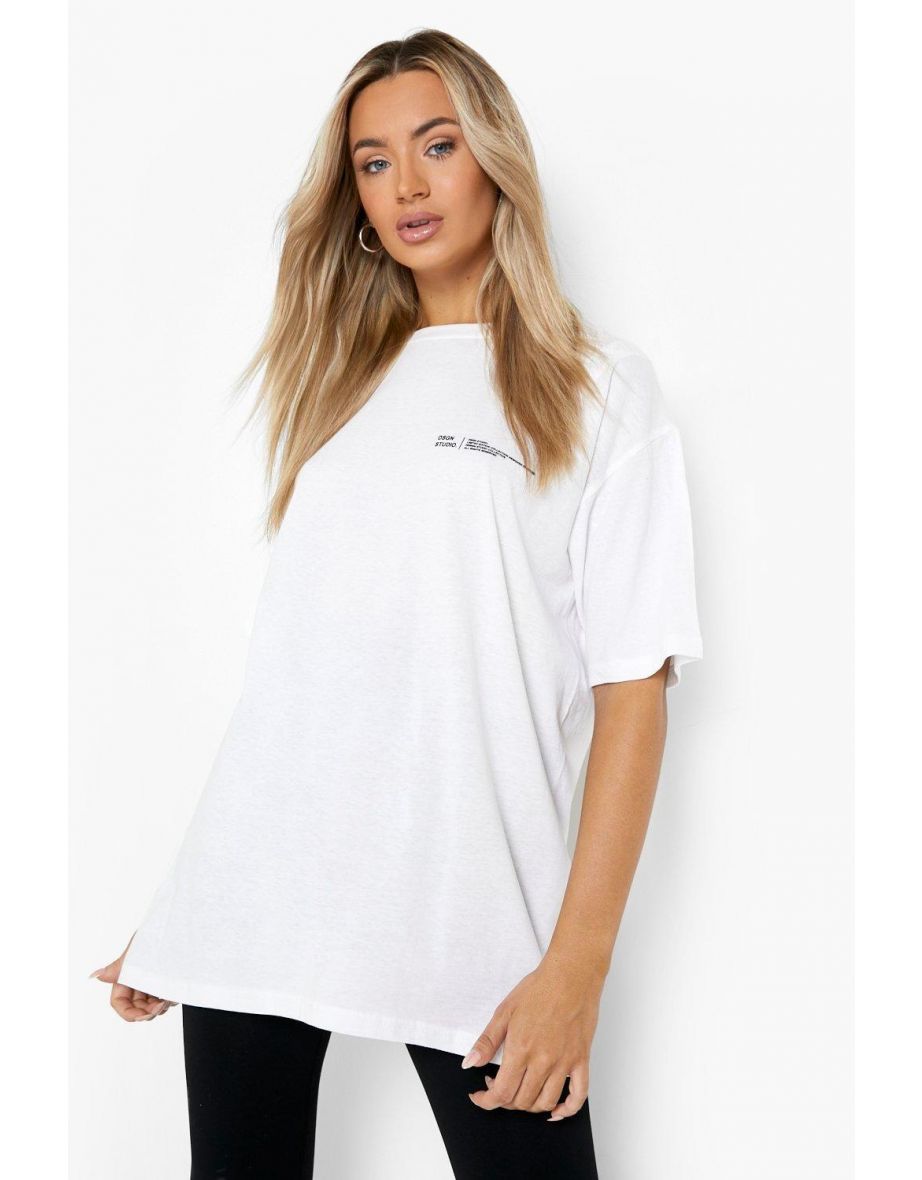 Oversized Text Print T-shirt - white