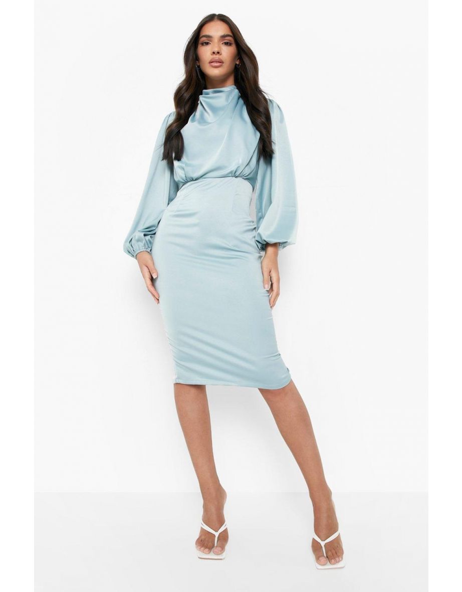 Draped cowl sales neck dress