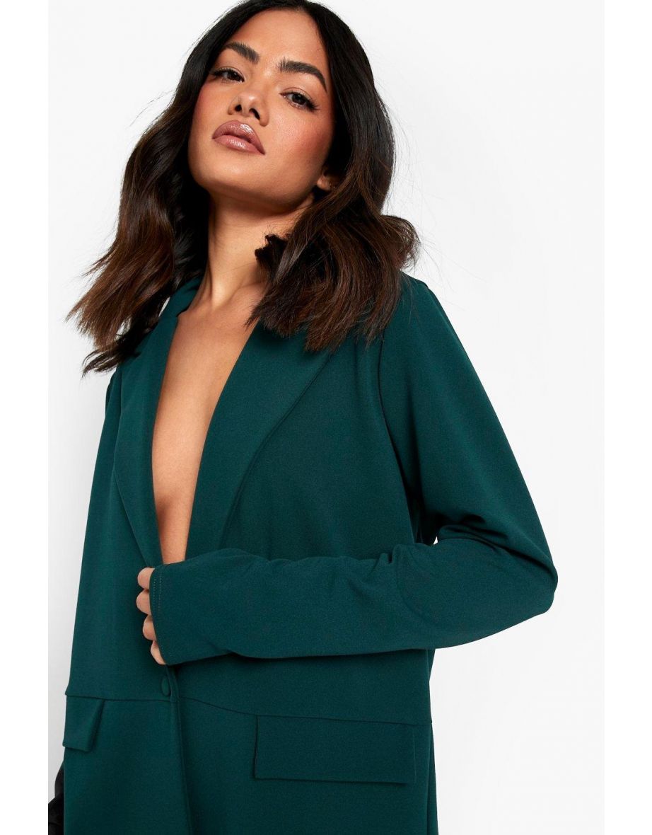 Oversized Blazer & Split Hem Trouser Suit - bottle green - 3