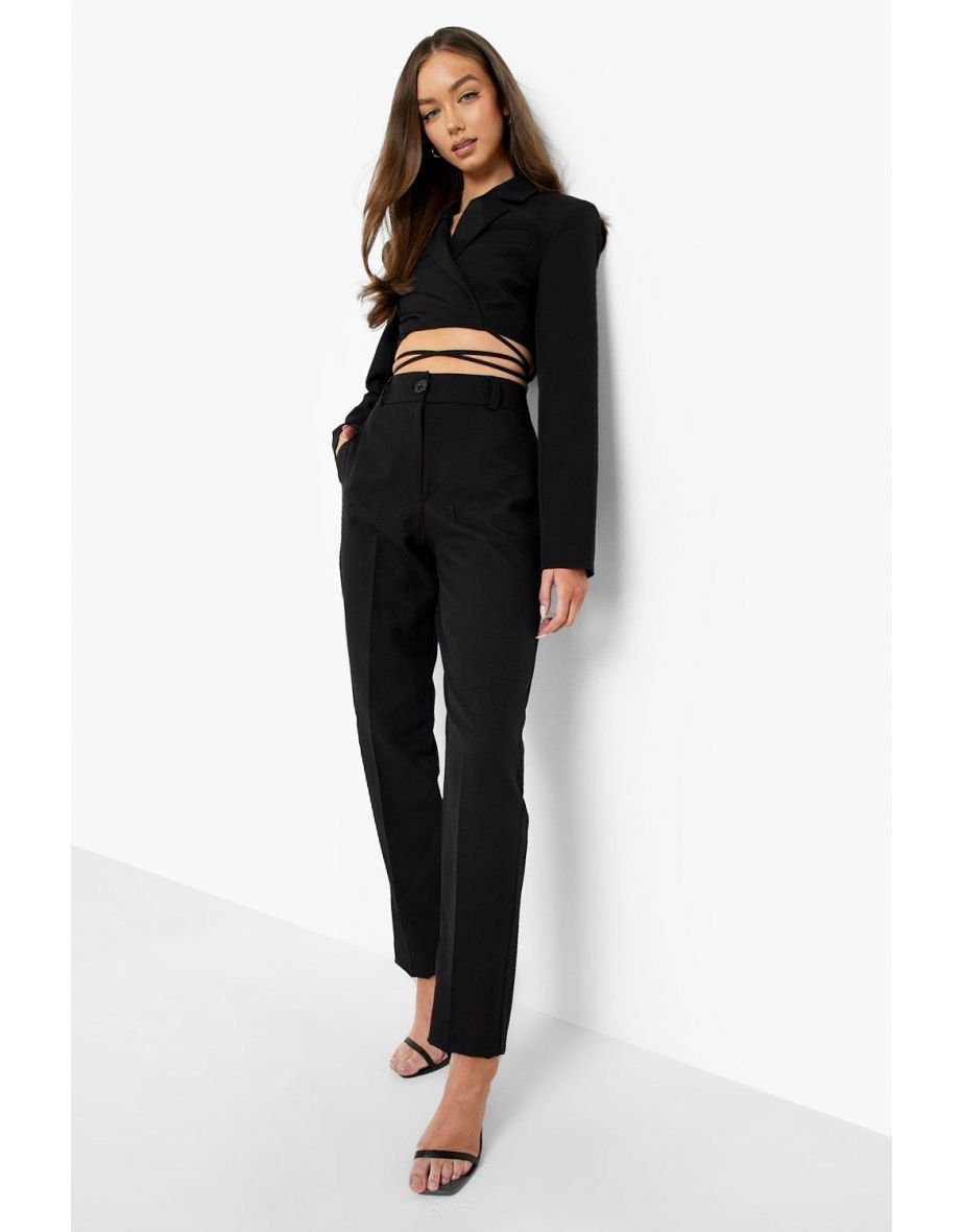 Pleat Front Tapered Tailored Trouser - black