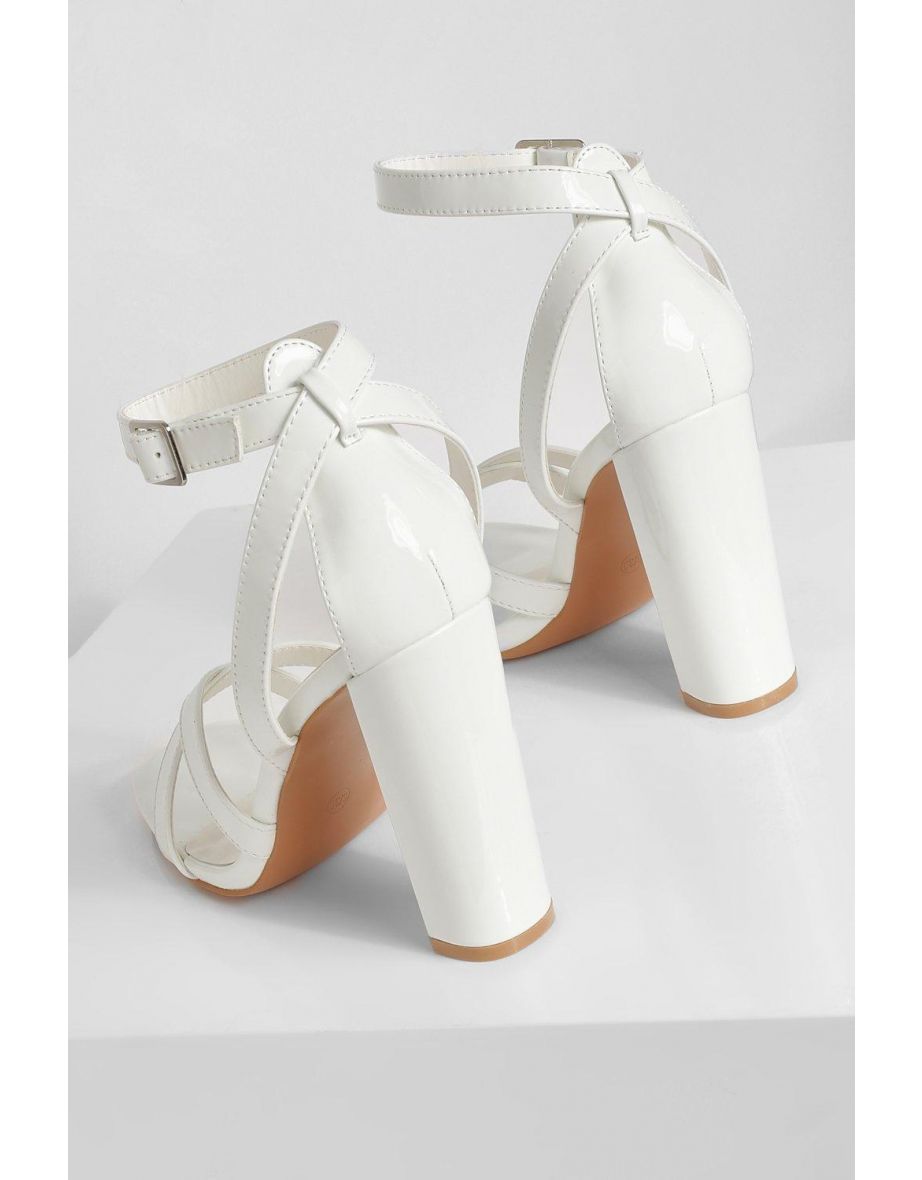 Cross Over Strap Block Two Part Heel - white - 3
