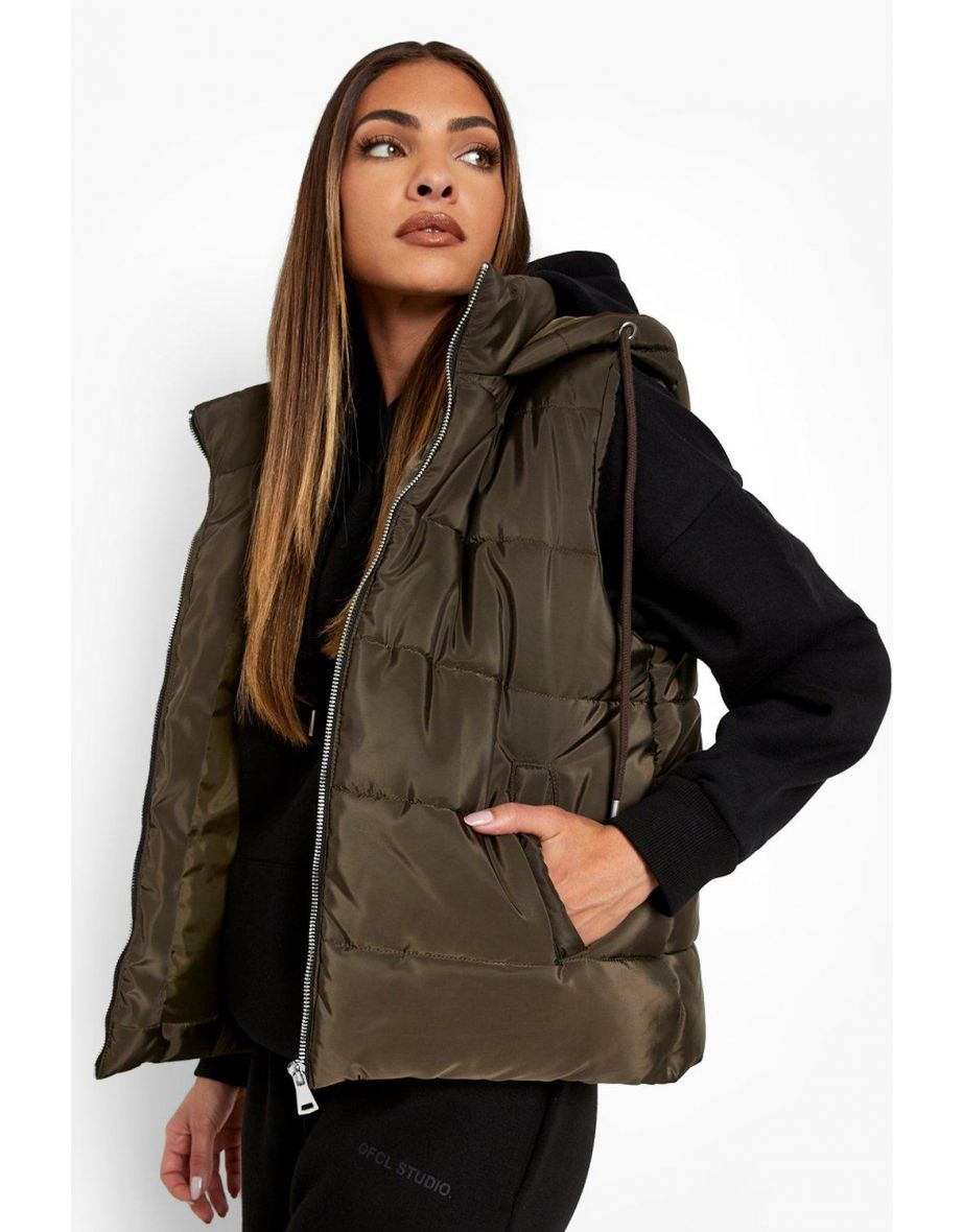 Hooded Padded Gilet - khaki