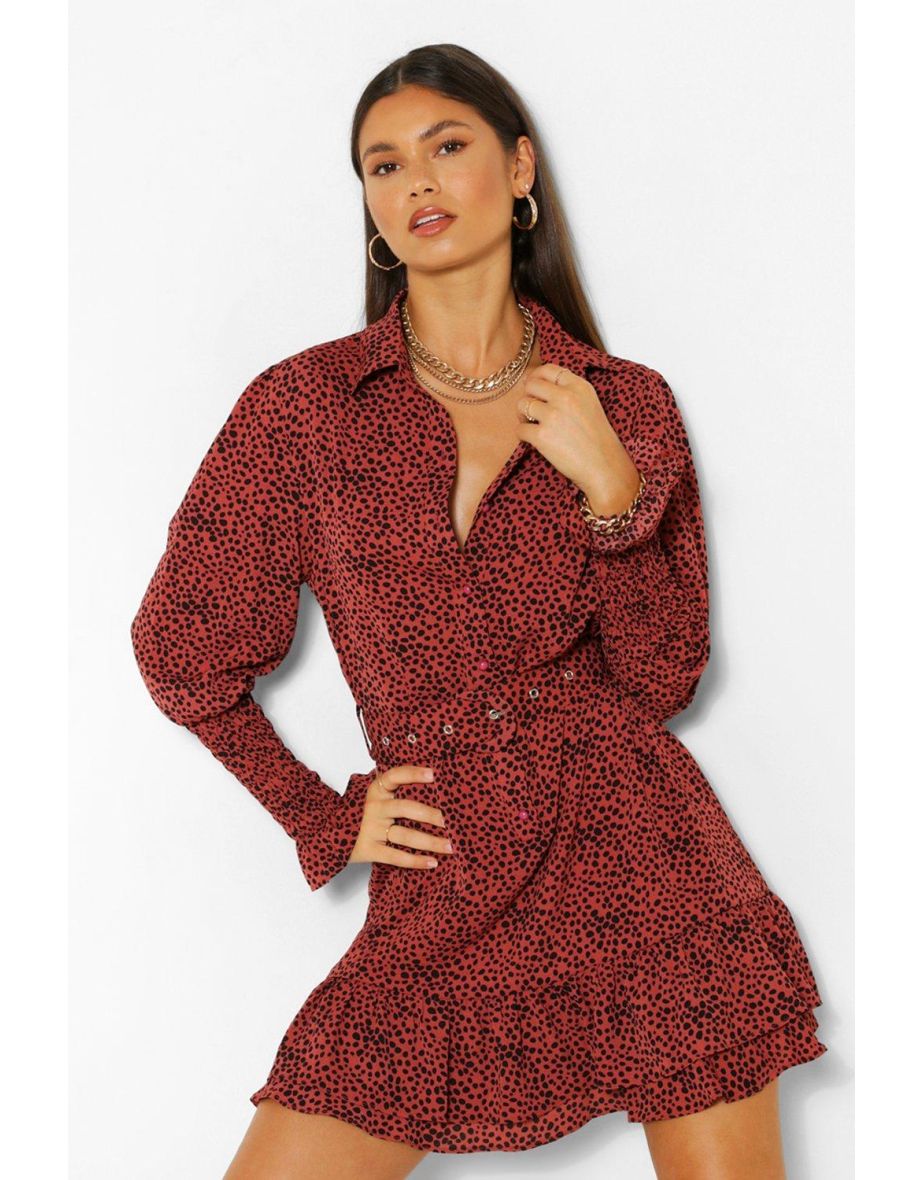 Rust spot print shirt dress clearance
