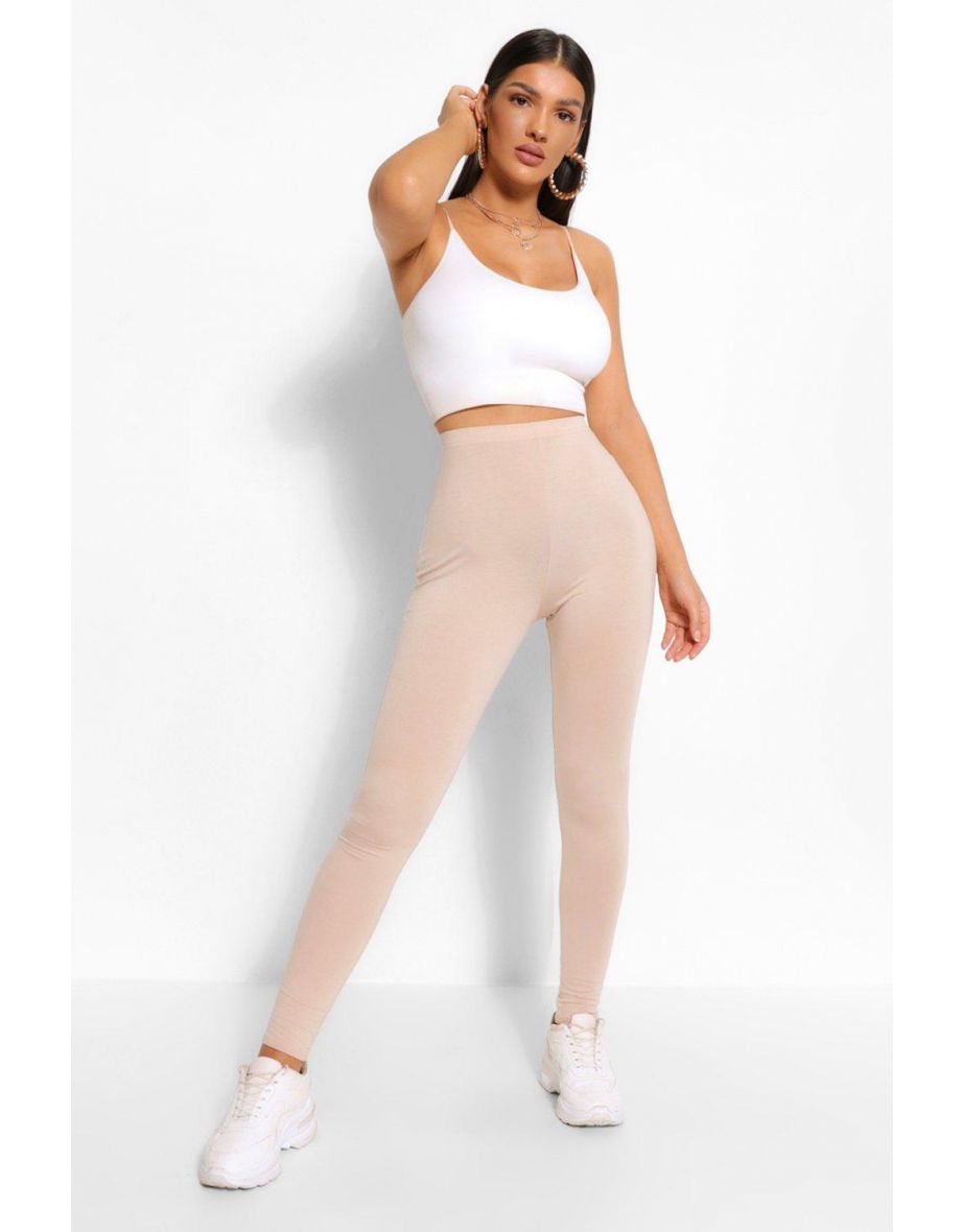 Ruched Bum Booty Boosting Jersey Leggings - stone - 3