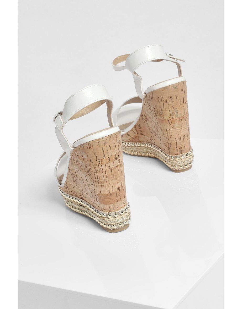 2 Part Studded Cork Wedges - white - 3