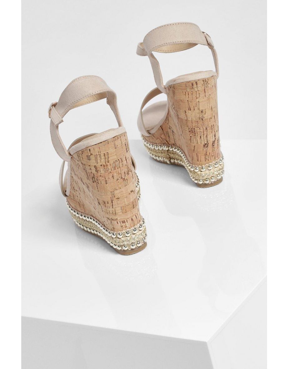 2 Part Studded Cork Wedges - nude - 3