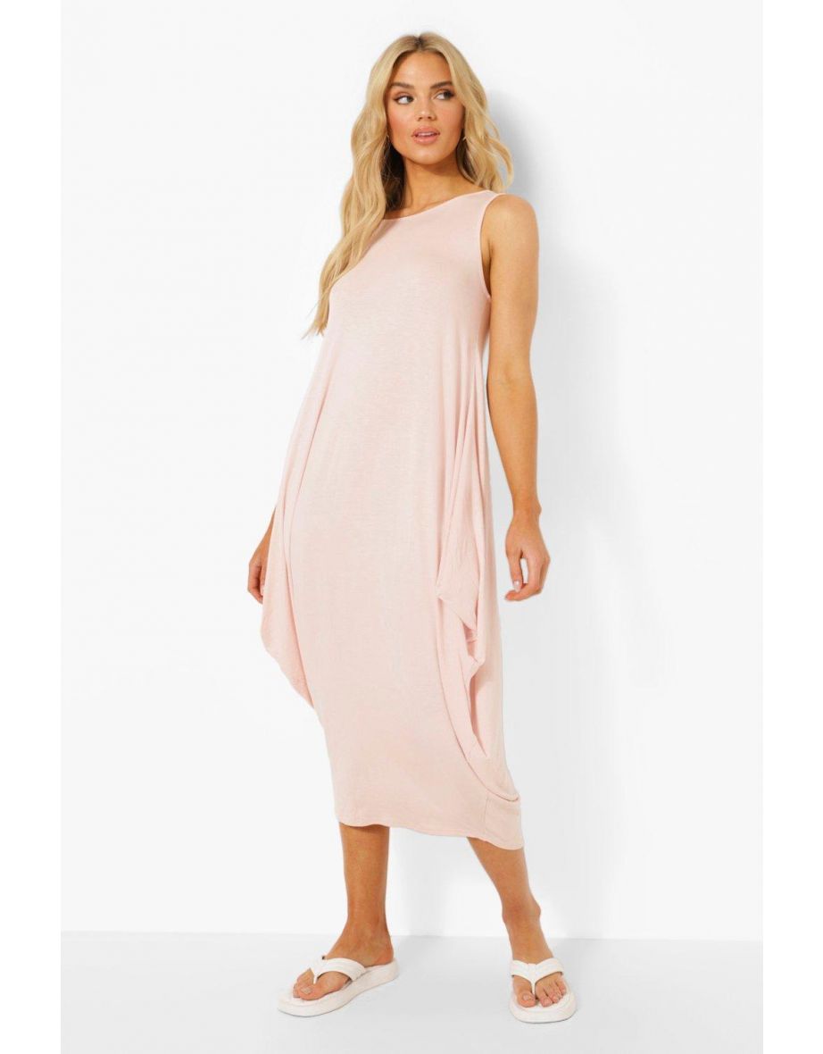Racer Back Ruched Maxi Dress - blush