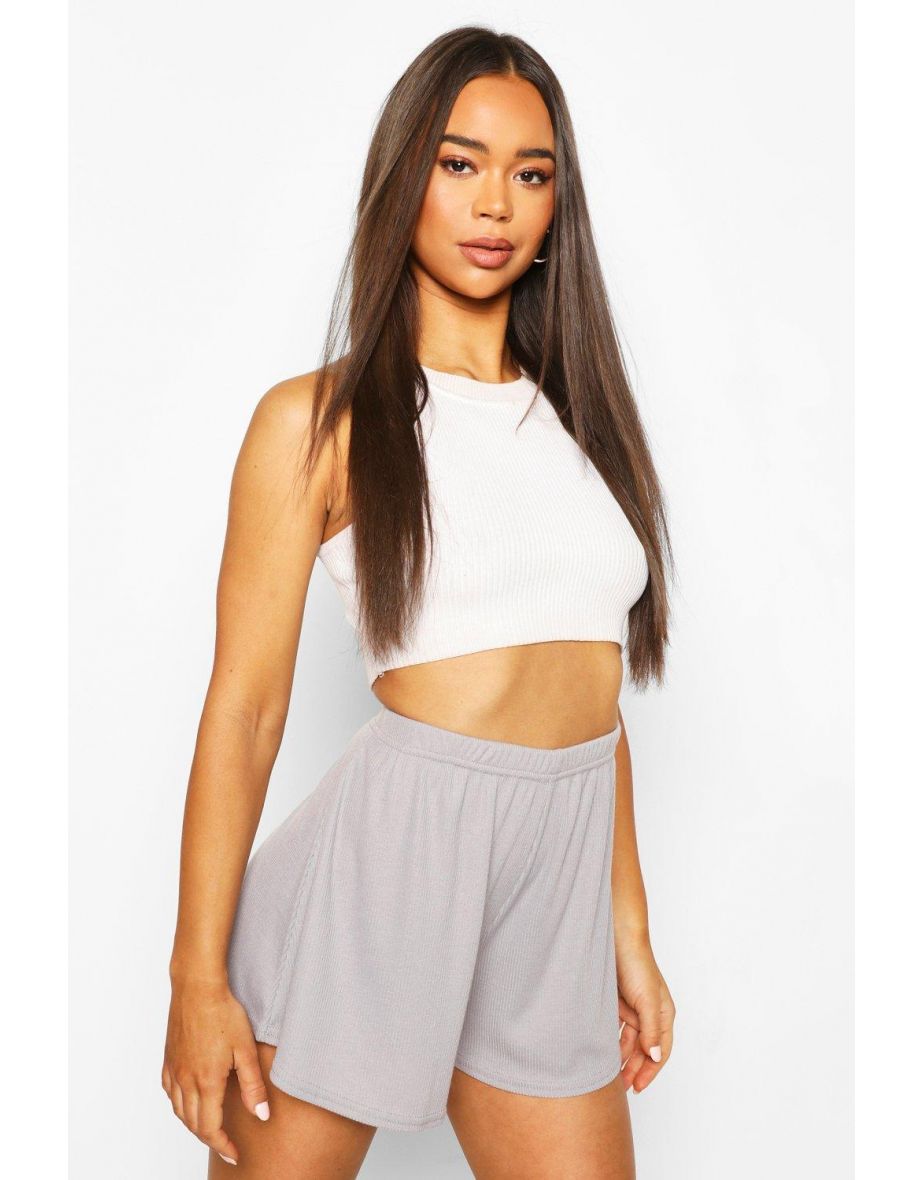 Rib Oversized Flippy Short - silver grey