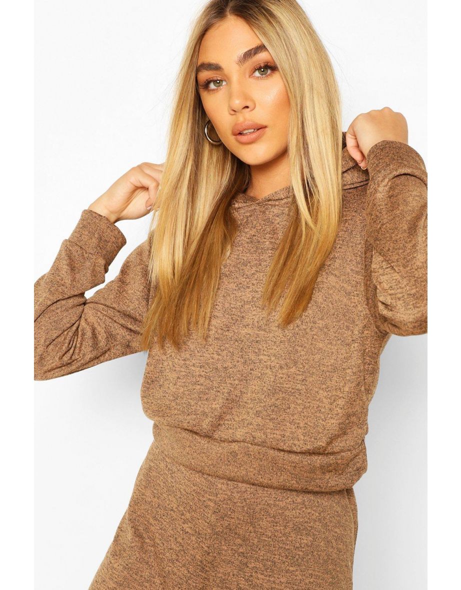 Melange Knitted Hoody And Jogger Co-ord Set - camel - 3