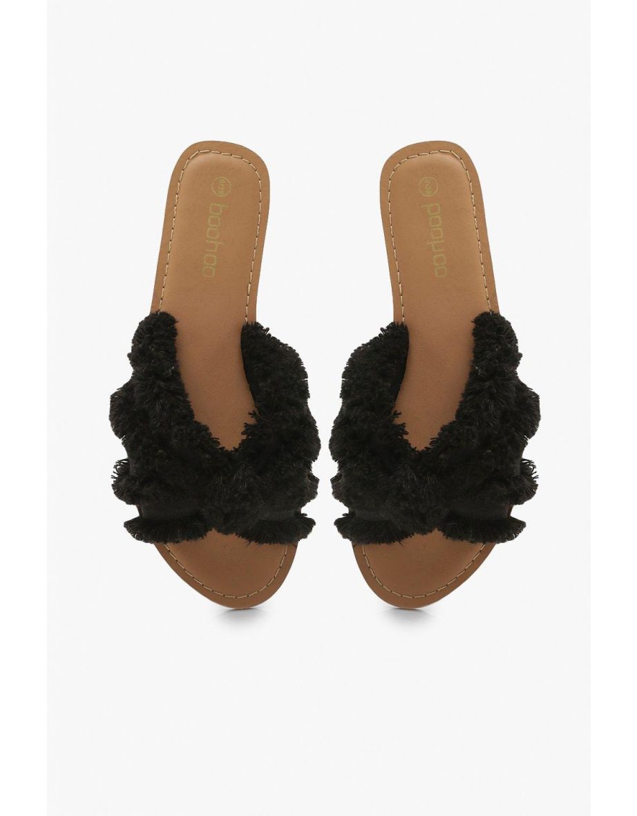 Canvas Tassel Detail Sliders - black - 3