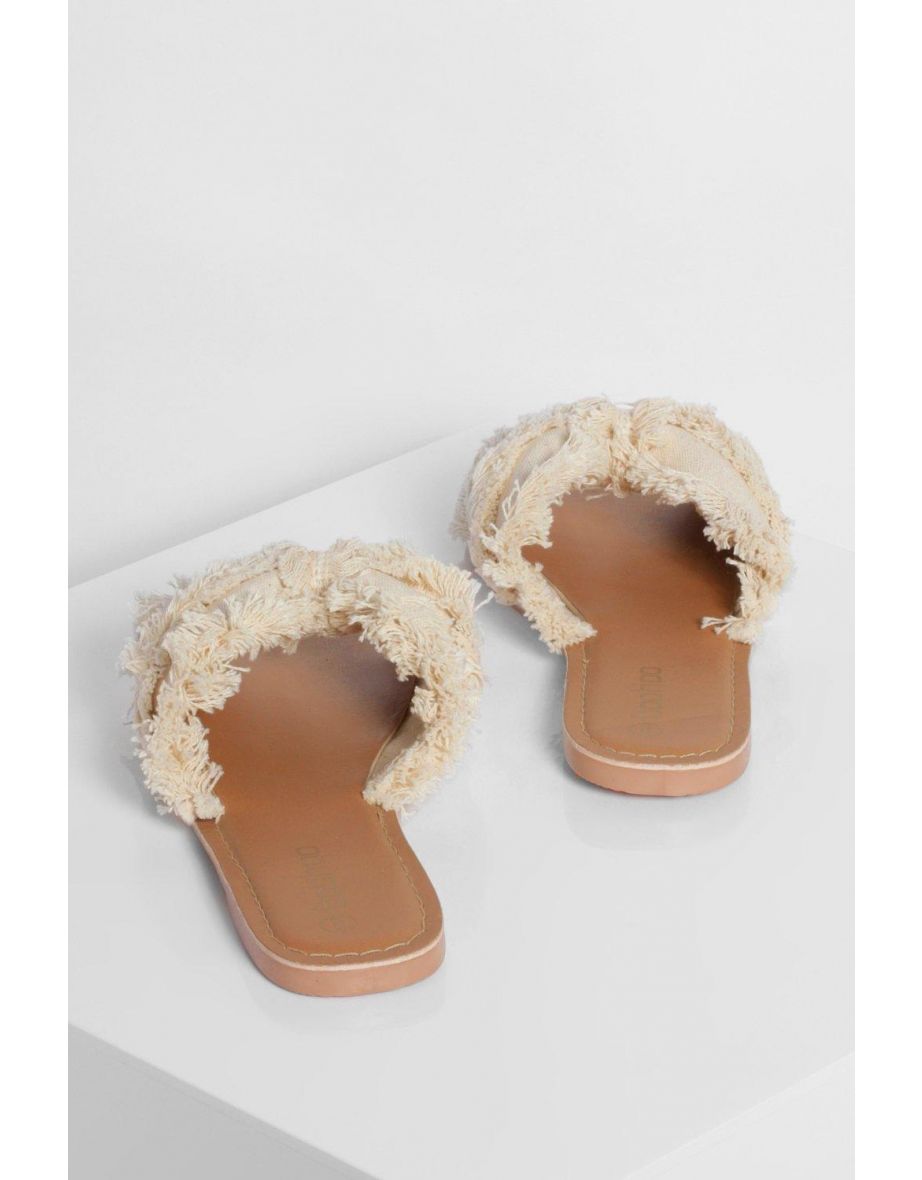 Canvas Tassel Detail Sliders - natural - 3