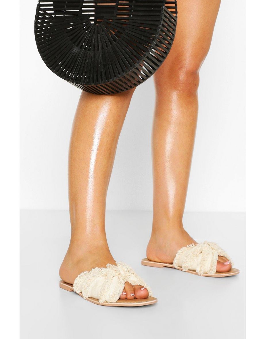 Canvas Tassel Detail Sliders - natural