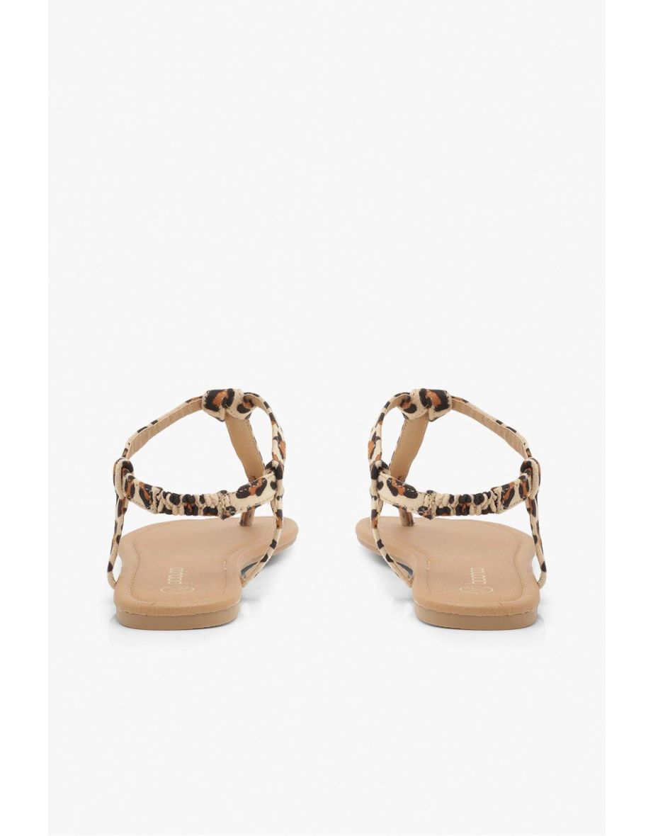Square Toe Thong Sandals - leopard - 3